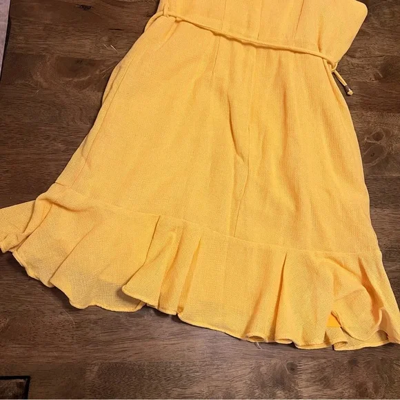 NWT Saints & Secrets Hart Flowy Chiffon Yellow Ruffle Mini Dress Yellow Sz Large - Picture 11 of 12